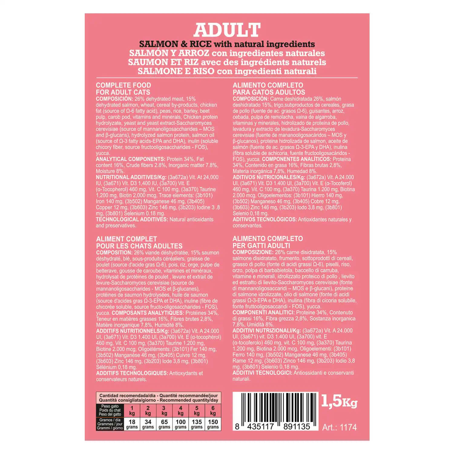 ARQUIVET CAT ORIGINAL Adult Salmon 1,5Kg - Imagen 4