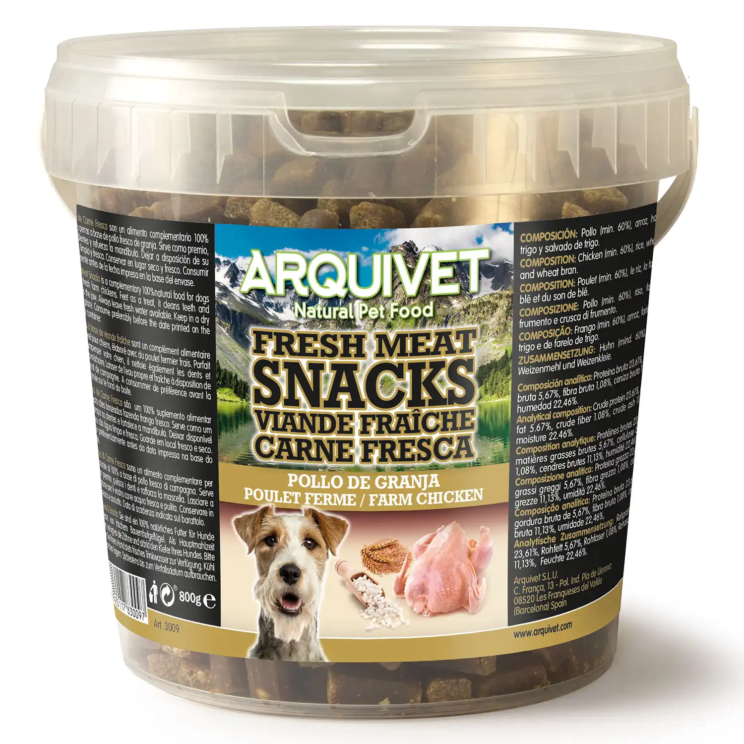 SNACKS Carne fresca Pollo de granja 800g