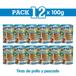 PACK 12 unidades Tiras de pollo y pescado 100 g