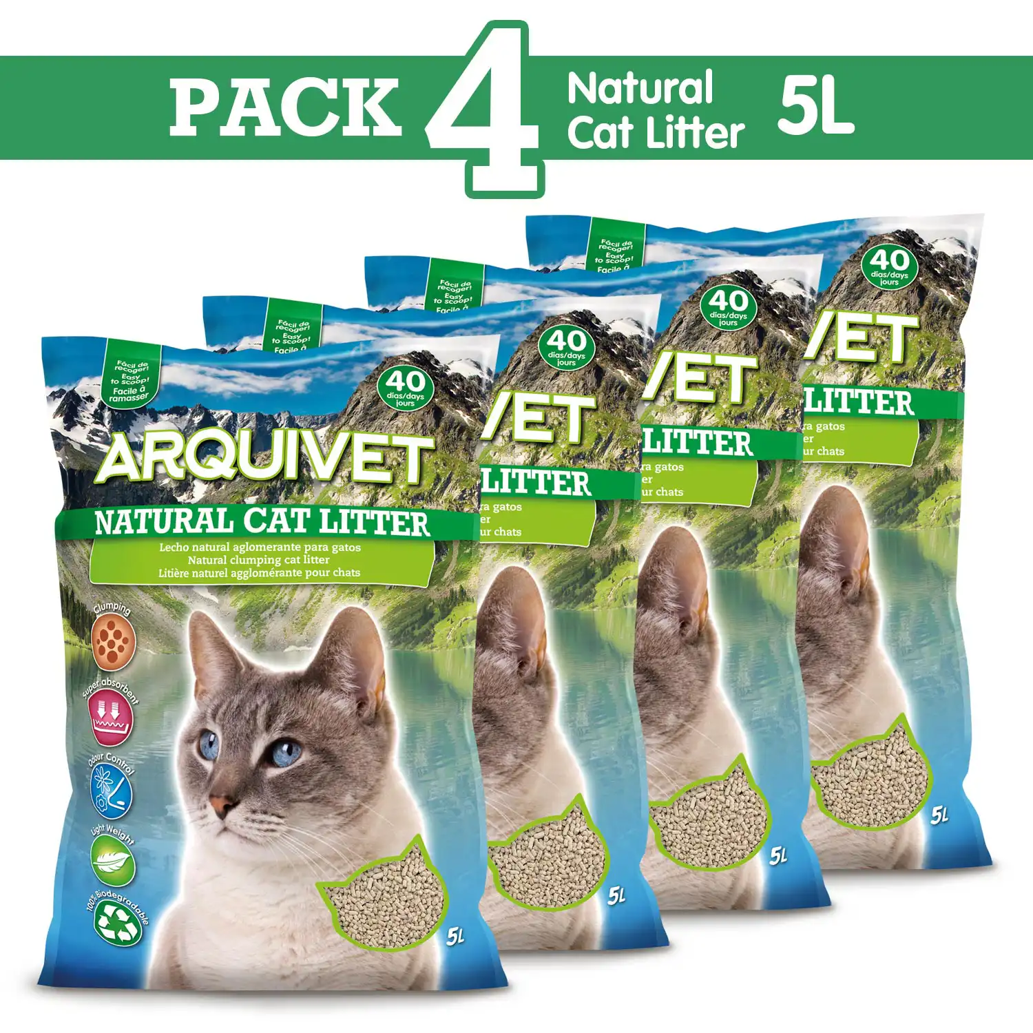 PACK 4 unidades Natural Cat Litter 5lt